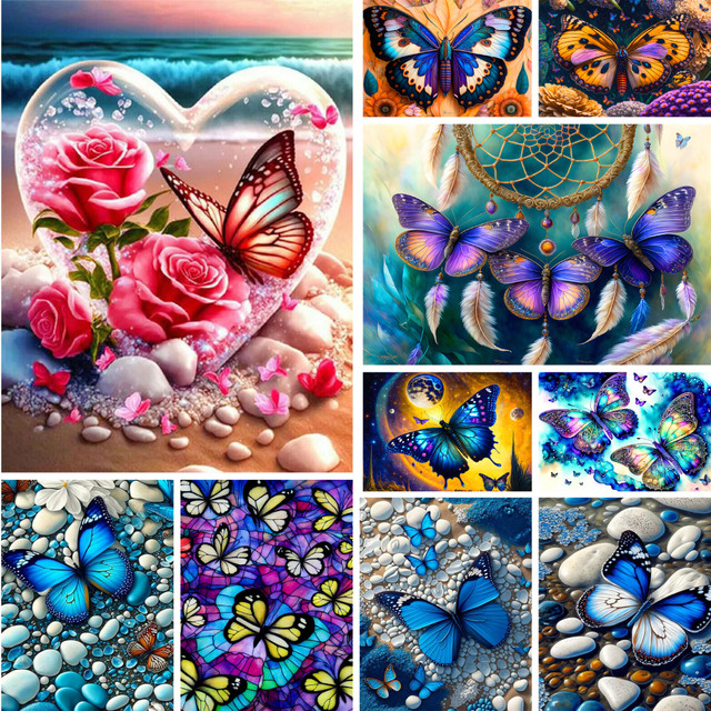 Butterfly Scenery Flowers Diamond Art Painting Stitch Diamond Art